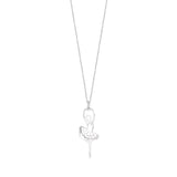 Sterling Silver Rose Gold Large Ballerina Ballet Dancer Passe Silhouette Necklace Long Rolo Chain