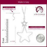 UNICORNJ Sterling Silver Polished Large Double Dangle Necklace Pendant Italy 18"