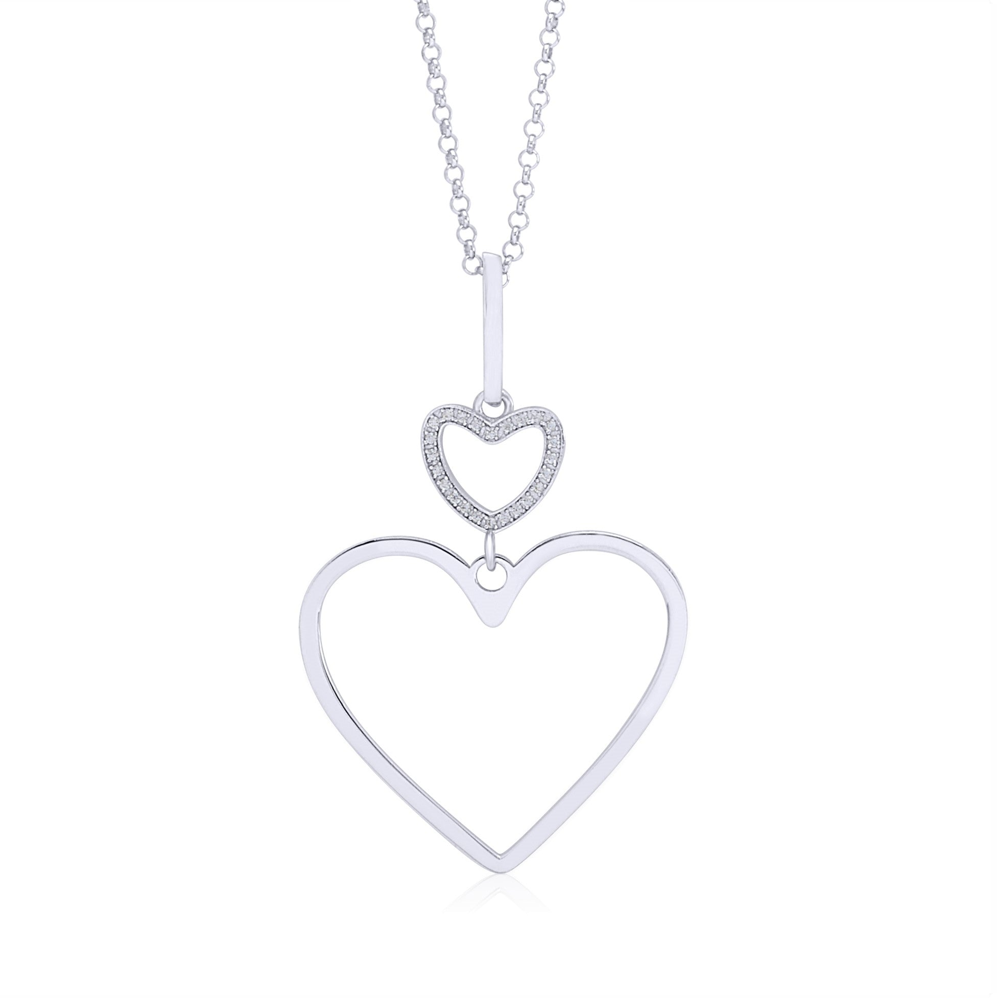 Sterling Silver Rose Gold Plated Polished Large Double Heart