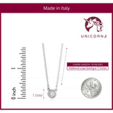 UNICORNJ Sterling Silver Rose and Yellow Gold Plated Polished Bezel Set Round Simulated Diamond Solitaire 6mm Necklace