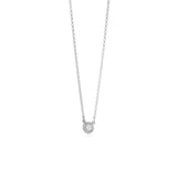 UNICORNJ Sterling Silver Rose and Yellow Gold Plated Polished Bezel Set Round Simulated Diamond Solitaire 6mm Necklace