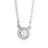 UNICORNJ Sterling Silver Rose and Yellow Gold Plated Polished Bezel Set Round Simulated Diamond Solitaire 6mm Necklace