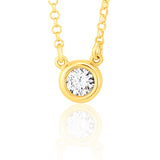 UNICORNJ Sterling Silver Rose and Yellow Gold Plated Polished Bezel Set Round Simulated Diamond Solitaire 6mm Necklace