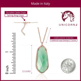 UNICORNJ Sterling Silver Rose Gold Plated Kite Shape Necklace Pendant with Synthetic Stone Italy 18"