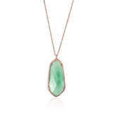UNICORNJ Sterling Silver Rose Gold Plated Kite Shape Necklace Pendant with Synthetic Stone Italy 18"