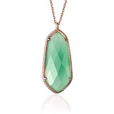 UNICORNJ Sterling Silver Rose Gold Plated Kite Shape Necklace Pendant with Synthetic Stone Italy 18"