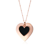 Sterling Silver Large Layered Double Heart Pendant Necklace Rose Gold Plated 28"