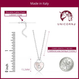 Sterling Silver Heart Lock Keyhole Pendant Necklace with Mother of Pearl Inlay 17"