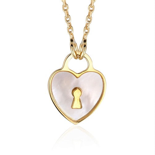 Charm - Lock with Heart Shape Key Hole, Antique Gold