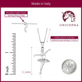 Sterling Silver & Sterling Silver Rose Gold Plated Ballet Dancer Pendant Necklace for Girls on Cable Chain 16"