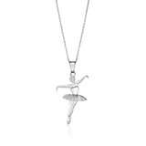Sterling Silver & Sterling Silver Rose Gold Plated Ballet Dancer Pendant Necklace for Girls on Cable Chain 16"