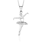 Sterling Silver & Sterling Silver Rose Gold Plated Ballet Dancer Pendant Necklace for Girls on Cable Chain 16"