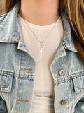 Sterling Silver & Sterling Silver Rose Gold Plated Ballet Dancer Pendant Necklace for Girls on Cable Chain 16"