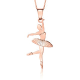 Sterling Silver & Sterling Silver Rose Gold Plated Ballet Dancer Pendant Necklace for Girls on Cable Chain 16"
