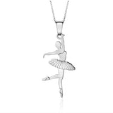 Sterling Silver & Sterling Silver Rose Gold Plated Ballet Dancer Pendant Necklace for Girls on Cable Chain 16"