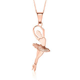 Sterling Silver & Sterling Silver Rose Gold Plated Ballet Dancer Pendant Necklace for Girls on Cable Chain 16"