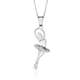 Sterling Silver & Sterling Silver Rose Gold Plated Ballet Dancer Pendant Necklace for Girls on Cable Chain 16"