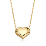 Floating Puff Heart Pendant Necklace 14K Yellow Gold on Box Chain Italy UNICORNJ 16"