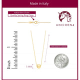 Floating Ball Pendant Necklace 14K Yellow Gold Polished Shiny on Box Chain Italy UNICORNJ 16"