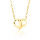 14K Yellow Gold Floating Puff Heart Pendant Necklace Polished Shiny on Cable Chain Italy 17.5"