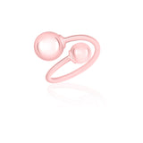 Sterling Silver 925 Polished Double Ball Bypass Ring