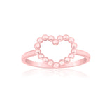 14K Yellow or Rose Gold Beaded Heart Outline Ring