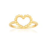 14K Yellow or Rose Gold Beaded Heart Outline Ring
