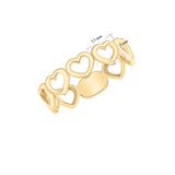 UNICORNJ 14K Yellow Gold Eternity Open Hearts in a Row Ring Italy
