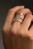 UNICORNJ 14K Rose Gold Double Heart Pave CZ and Polished Bypass Ring Italy