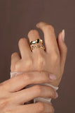 UNICORNJ 14K Yellow Gold Combined Polished Dancing Hearts Ring Italy