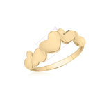 UNICORNJ 14K Yellow Gold Combined Polished Dancing Hearts Ring Italy