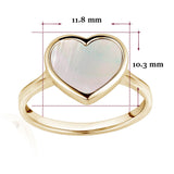 14K Yellow Gold Heart Ring Mother of Pearl or Pink for Girls and Women Italy