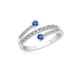UNICORNJ 14K White Gold CZ Wrap Around Ring with Larger CZ on both Ends Italy
