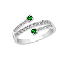 UNICORNJ 14K White Gold CZ Wrap Around Ring with Larger CZ on both Ends Italy