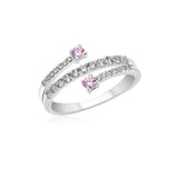 UNICORNJ 14K White Gold CZ Wrap Around Ring with Larger CZ on both Ends Italy