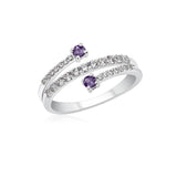 UNICORNJ 14K White Gold CZ Wrap Around Ring with Larger CZ on both Ends Italy
