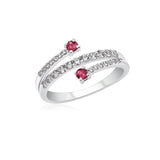 UNICORNJ 14K White Gold CZ Wrap Around Ring with Larger CZ on both Ends Italy