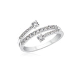 UNICORNJ 14K White Gold CZ Wrap Around Ring with Larger CZ on both Ends Italy