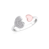 UNICORNJ 14K White and Rose or White and Yellow Gold Open Ring Hearts Polished and Pave CZ Italy
