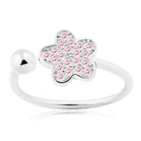 Adjustable Flower Ring in Sterling Silver Pavé with CZ