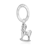 Sterling Silver 925 Baby Rattle Rocking Horse Mother of Pearl Ring Keepsake