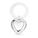 Sterling Silver Baby Rattle Teether Heart Simulated Mother of Pearl Ring Keepsake