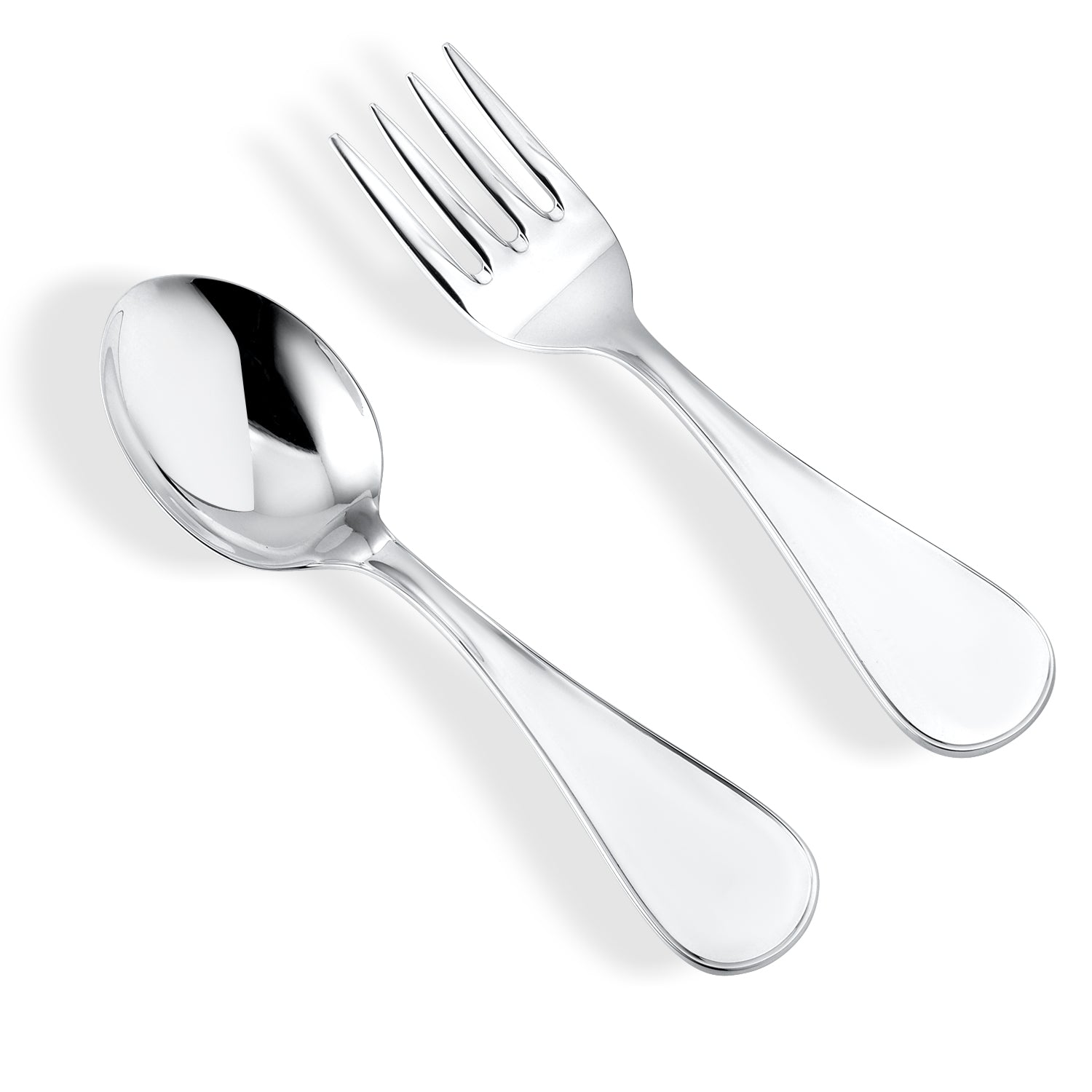 Sterling Silver Baby Spoon and Fork Set Wide Keepsake Plain Engraveable