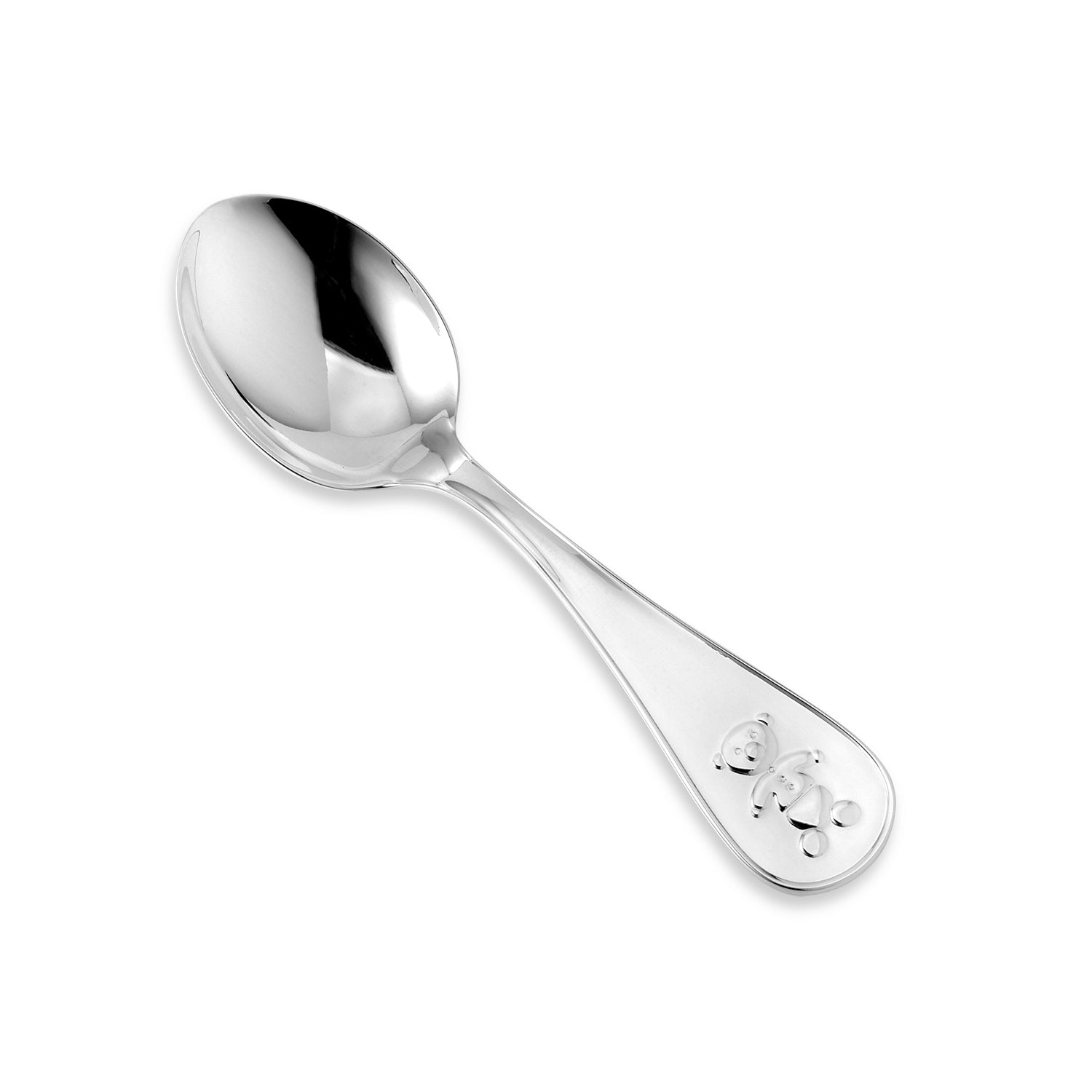 Sterling Silver 925 Baby Spoon Wide Keepsake Teddy Bear Design